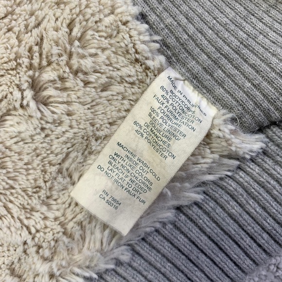 VINTAGE Y2K Abercrombie & Fitch Hoodie Womens Large Faux Fur Lined Zip Up Gray - Picture 9 of 14